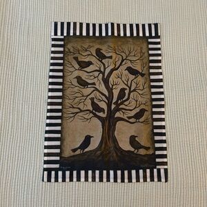 Halloween Yard Flag Banner Black Birds Double Sided Spooky 12”